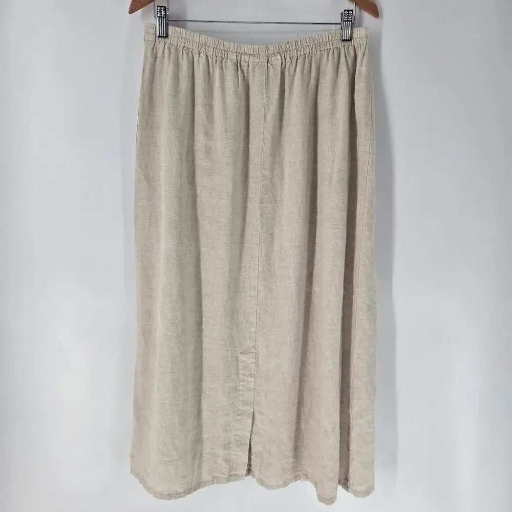 Talbots 100% Irish Linen Midi Skirt Neutral – L - Picture 2 of 9